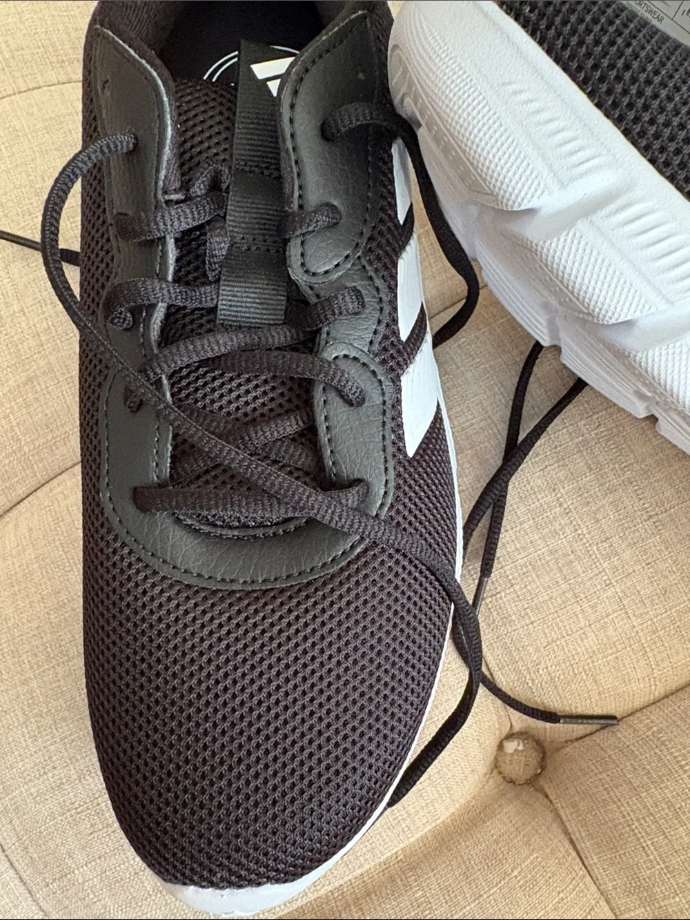 adidas Black and White Mesh Running Sneakers
